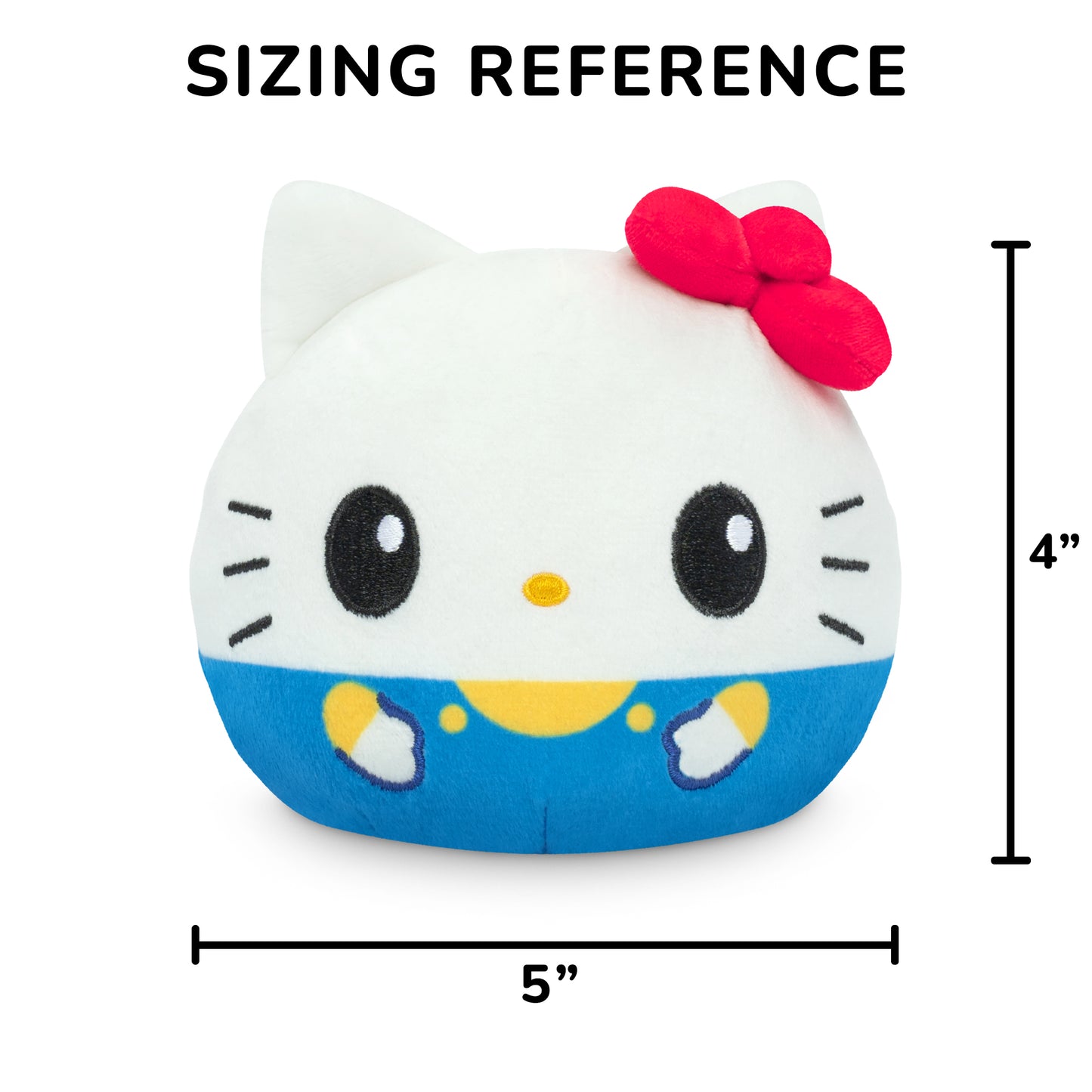 Hello Kitty & Cinnamoroll 4" Reversible Plushie with a sizing reference of 4 inches in height