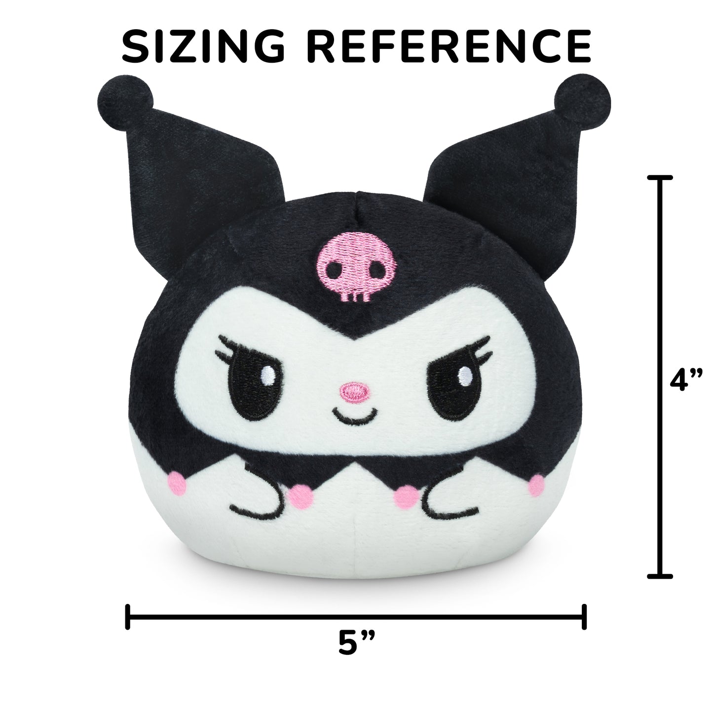 My Melody & Kuromi 4" Reversible Plushie with a sizing reference of 4 inches in height