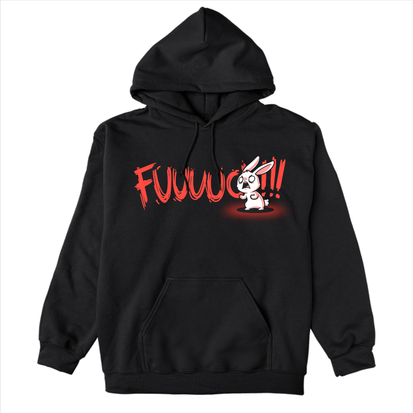 Pullover Hoodie_TeeTurtleblack Rage Mode Pullover Hoodie featuring a screaming angry bunny obscuring the word "Fuuuuuuc" with three exclamation points at the end