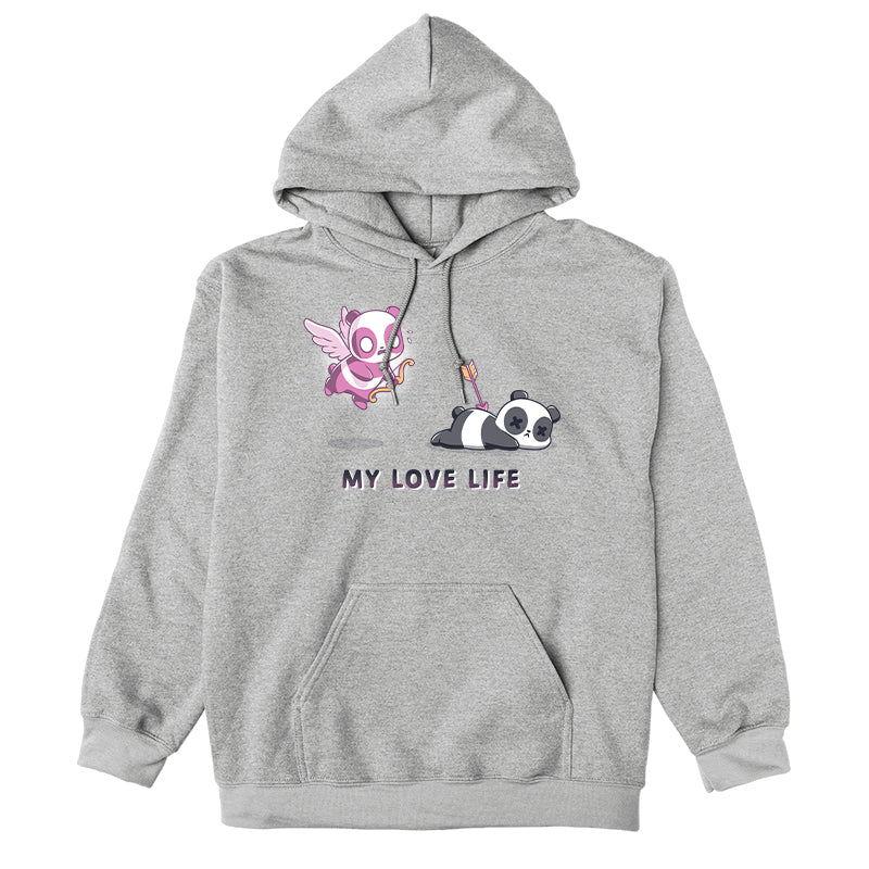 Pullover Hoodie_TeeTurtle My Love Life silver gray t-shirt featuring Valentine's Day pandas.