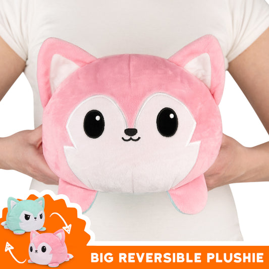 TeeTurtle's Big Reversible Wolf Plushie (Pink + Aqua) inspired by TeeTurtle's mood plushies.