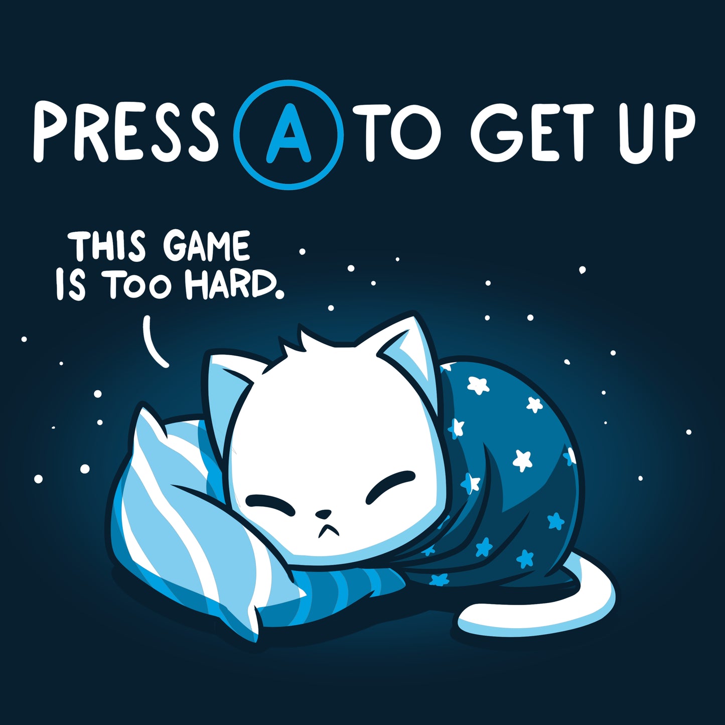 This Bedtime Lag gaming T-shirt adds a touch of lifestyle to the challenging game "Press to get up". (Brand Name: TeeTurtle)