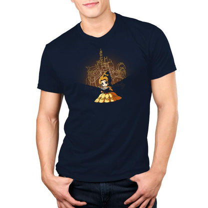 An Enchanting Tale officially licensed Beauty and the Beast men's t-shirt with an image of a girl in a dress by Disney.