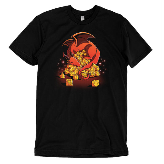 A Dice Hoarder T-shirt featuring a dragon design, by TeeTurtle.