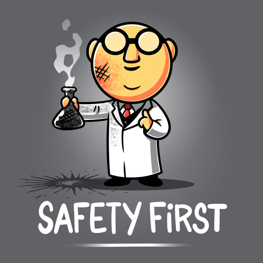 An officially licensed Disney cartoon character, Dr. Bunsen Honeydew: Safety First, holding a flask with the words 