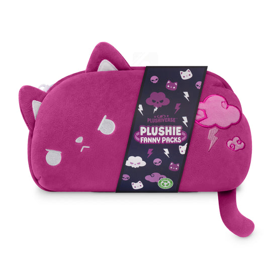 This Plushiverse Thunder Paws Plushie Fanny Pack from TeeTurtle features a cat design and has an adjustable belt, perfect for festivals.