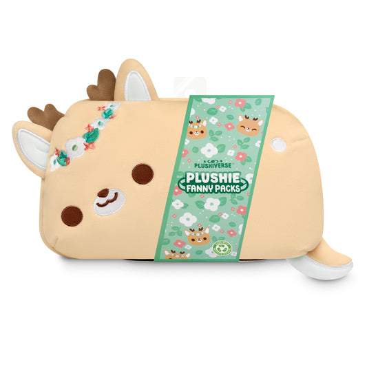 A Plushiverse Flora & Fawn-a plushie fanny pack from TeeTurtle, designed with an adjustable belt.