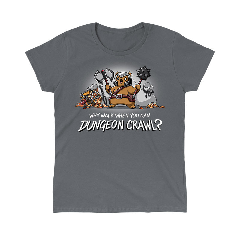 Classic Cotton T-shirt_TeeTurtle charcoal gray Dungeon Crawl Classic Cotton T-shirt featuring a bear warrior surrounded by dungeon loot.