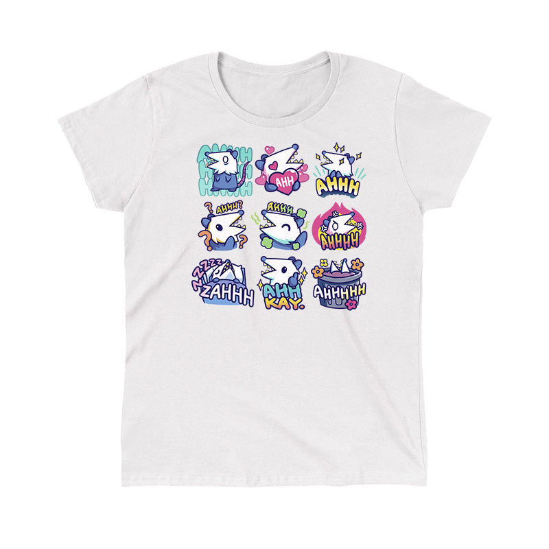 Classic Cotton T-shirt_TeeTurtle white Screaming Opossum Emoji Pack t-shirt featuring a grid of opossums screaming for various reasons in a grid.