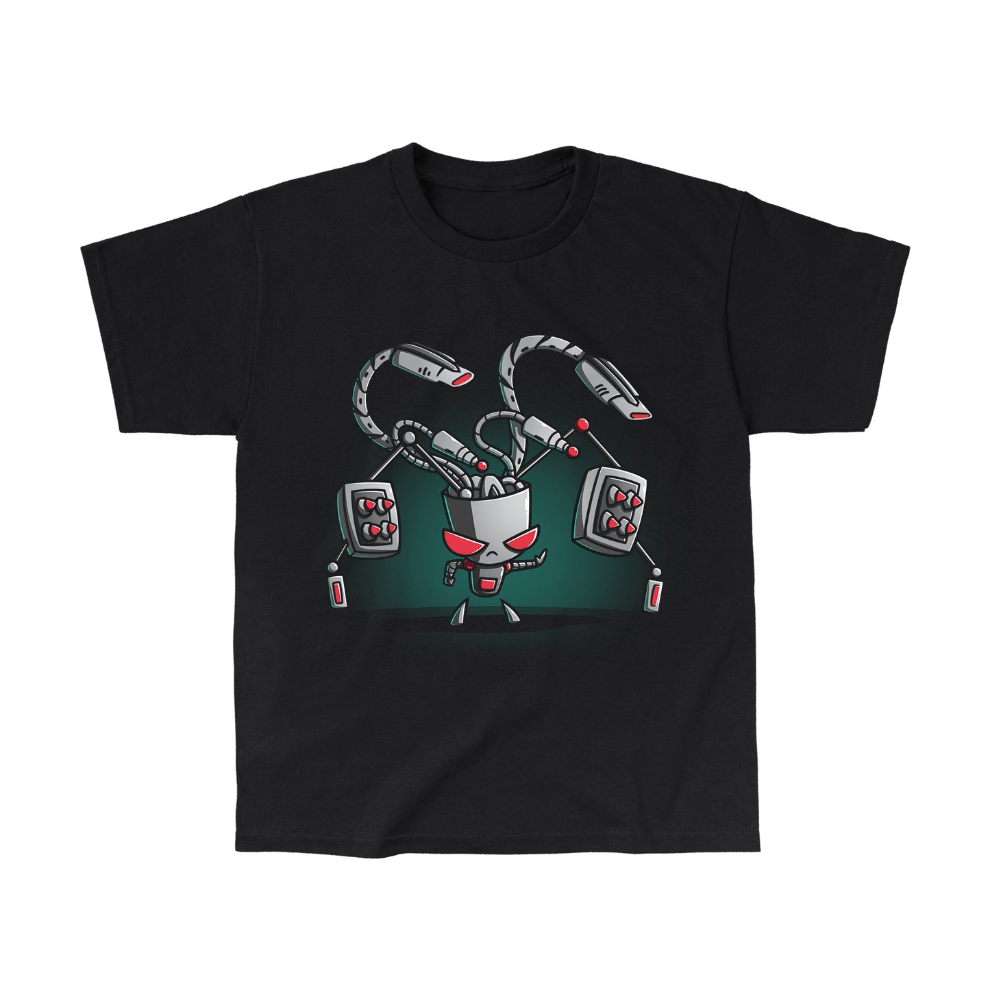 Classic Cotton T-shirt_TeeTurtle black Gir (Duty-Mode) apparel featuring Gir with an array of weapons drawn.