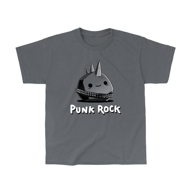 Classic Cotton T-shirt_TeeTurtle Punk Rock charcoal gray t-shirt featuring a rock with spikes and a studded belt.