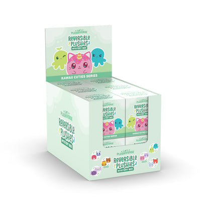 Stack of "Plushiverse Kawaii Cuties Reversible Plushie Mystery Boxes" on a white background. Brand: TeeTurtle