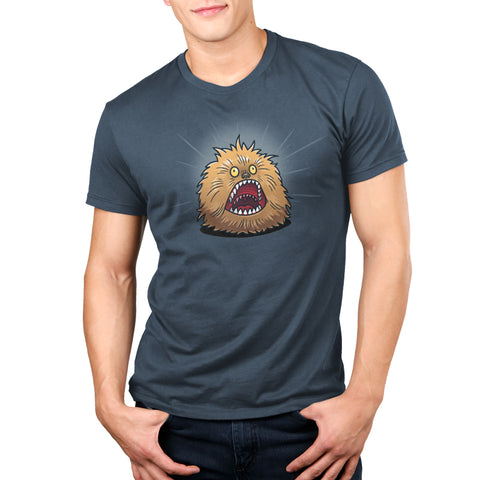 Premium Cotton T-shirt_TeeTurtle denim blue Screaming Fizzgig apparel featuring a screaming Fizzgig.