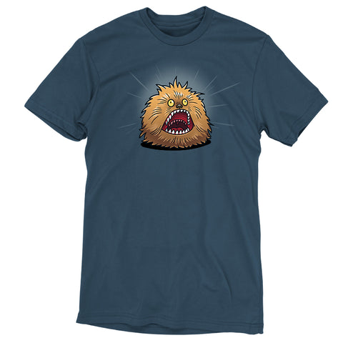 Premium Cotton T-shirt_TeeTurtle denim blue Screaming Fizzgig apparel featuring a screaming Fizzgig.