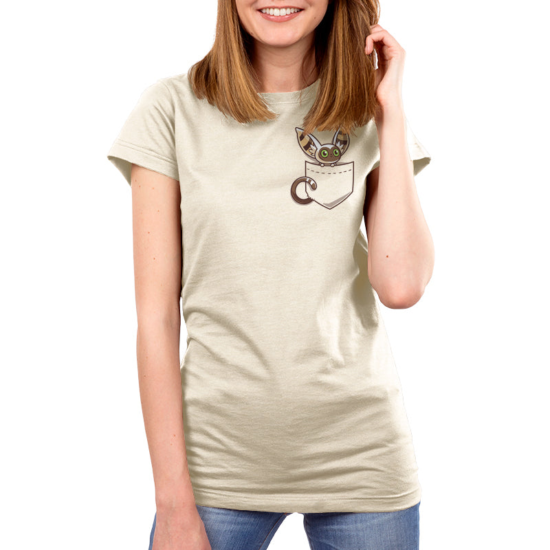 Premium Cotton T-shirt_TeeTurtle natural heather Pocket Momo apparel featuring Momo from Avatar: The Last Airbender peeking out of a pocket on the chest area.