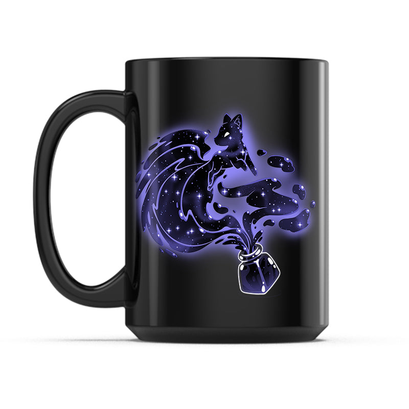 Ceramic Mug_TeeTurtle Ink Kitsune black mug featuring a kitsune made out of ink emerging from an inkpot.