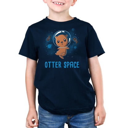 Navy blue TeeTurtle Otter Space kids t-shirt.
