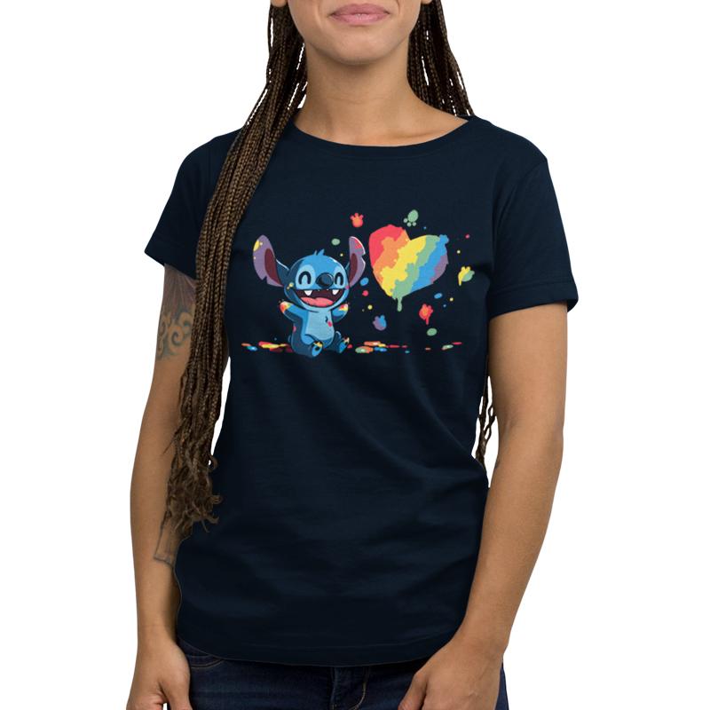 Officially licensed women's t - shirt featuring Paw Painting (Stitch) from Disney.