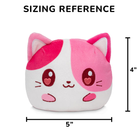 Valentine Present Cat 4" Reversible Plushie with a sizing reference of 4 inches in height