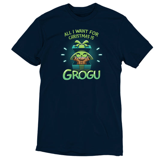 A officially licensed Star Wars T-shirt featuring Grogu, with the phrase 