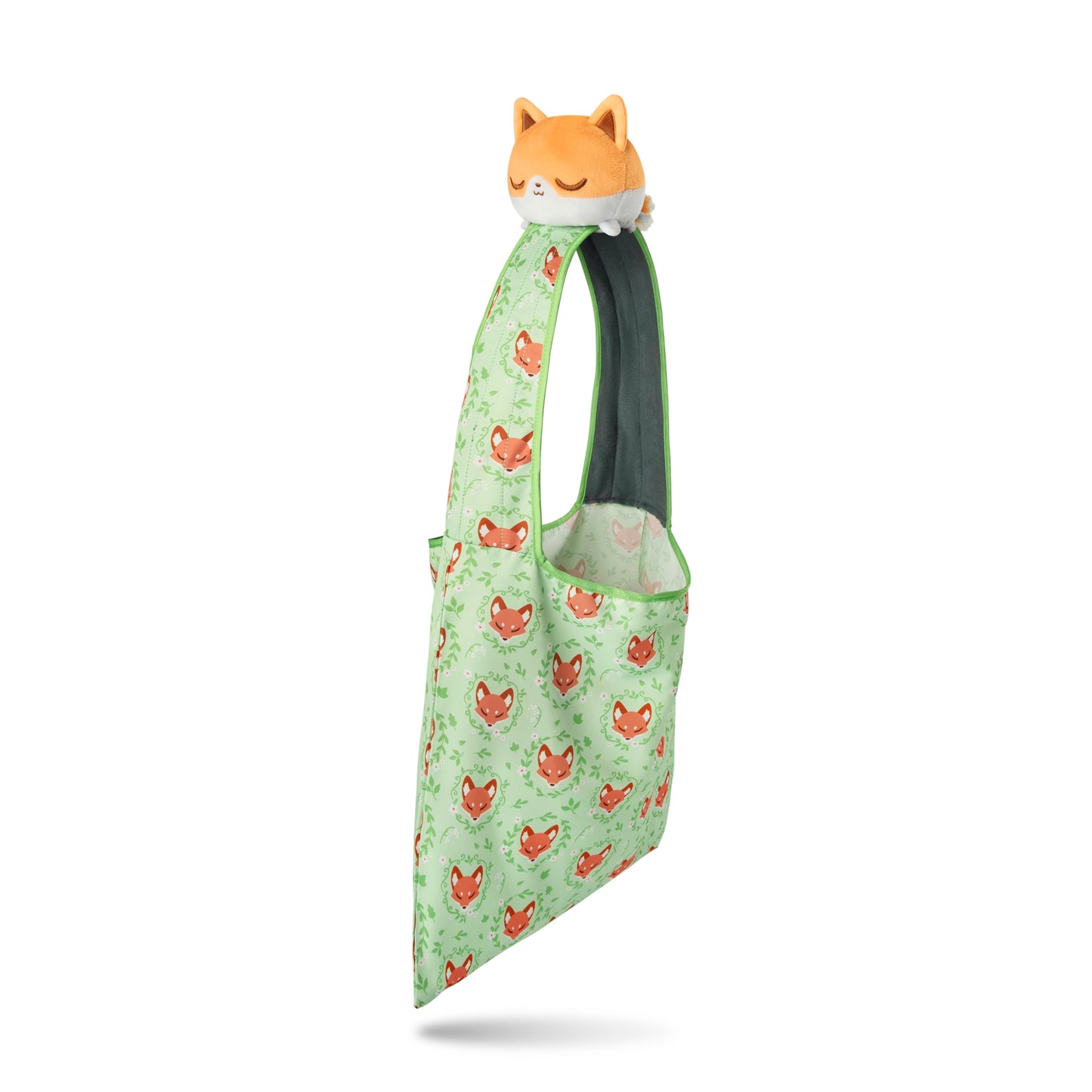A Plushiverse Floral Fox Plushie Tote Bag by TeeTurtle, perfect for storing TeeTurtle plushies or using as a storage pouch.