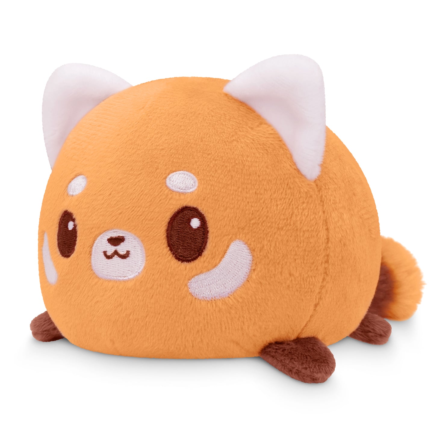 A TeeTurtle Plushiverse Bamboo Snack Plushie Tote Bag of a round, orange character with white and brown accents designed to resemble a smiling animal.