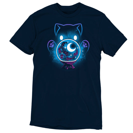 A Cosmic Kitty TeeTurtle men's t-shirt with an image of a cat and a moon.