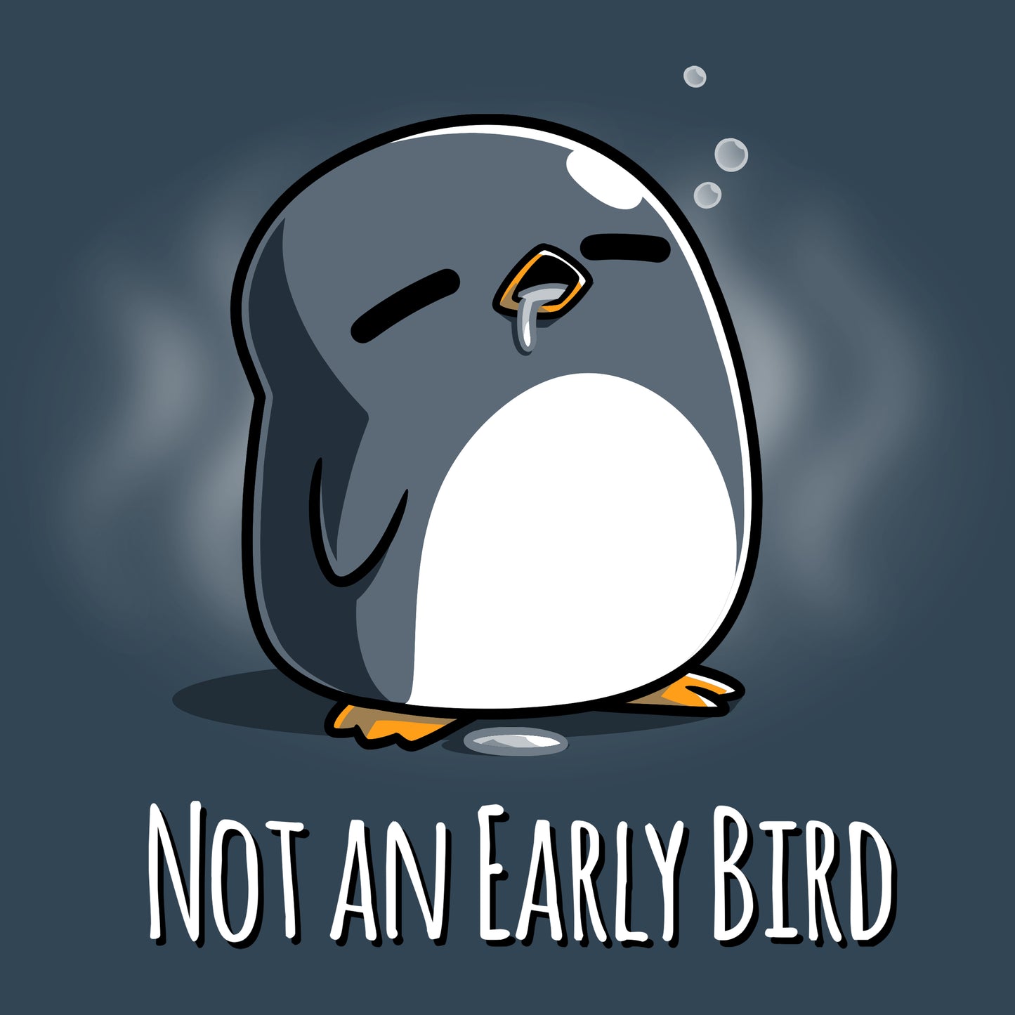 A TeeTurtle penguin with the words "Not an Early Bird" instead of "early bird".