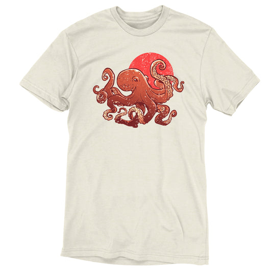 A comfortable TeeTurtle Ringspun Cotton white t-shirt with a red Artful Octopus on it.