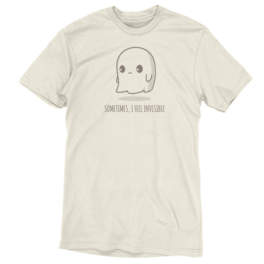 A comfortable white Sometimes, I Feel Invisible t-shirt with an image of a ghost (Brand: TeeTurtle).