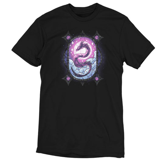 A TeeTurtle black ringspun cotton t-shirt with a Stained Glass Dragon on it, offering exceptional comfort.