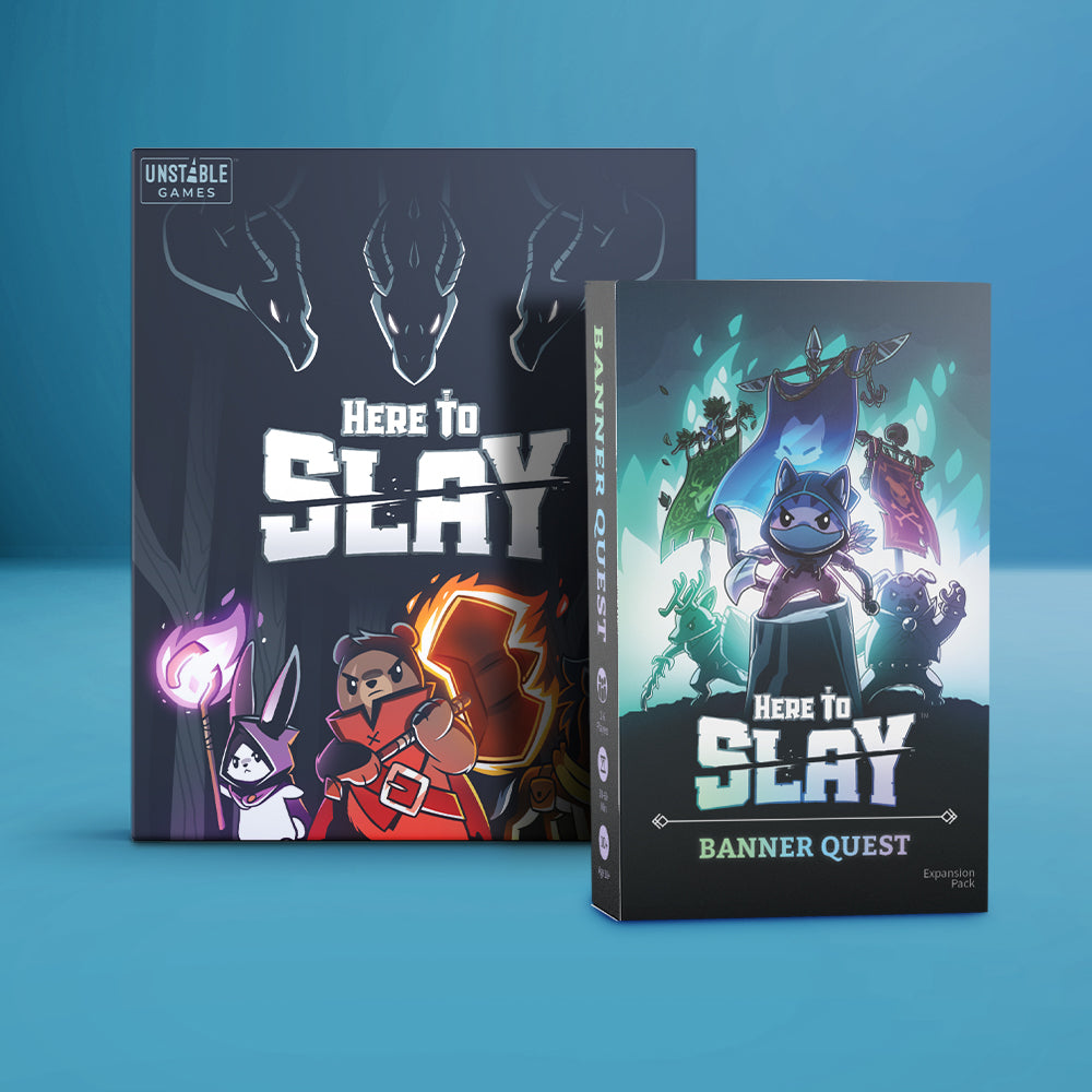 here to slay oversized card sleeves Here to Slay: Base Game + Banner Quest Expansion Bundle