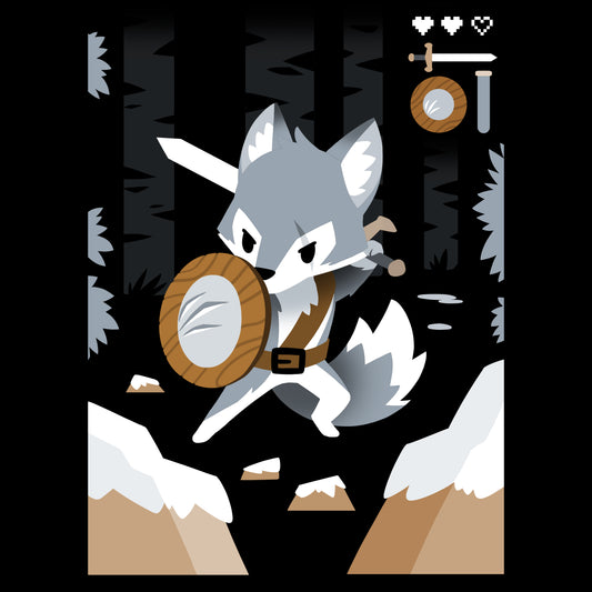 A virtual Warrior Class fox wielding a sword for a TeeTurtle t-shirt design.