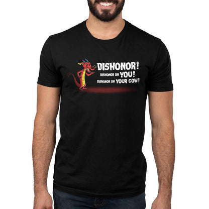 A man wearing a Dishonor! Disney T-shirt.