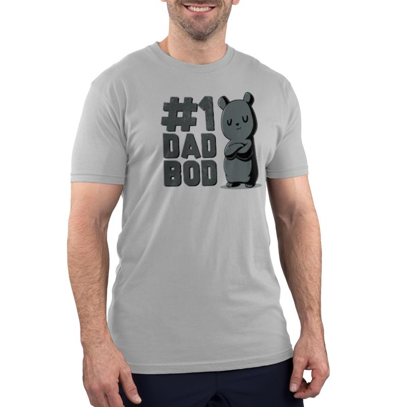 A man wearing a gray t-shirt with the phrase TeeTurtle #1 Dad Bod on it.