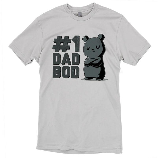 A comfortable gray #1 Dad Bod t-shirt with a TeeTurtle brand print.