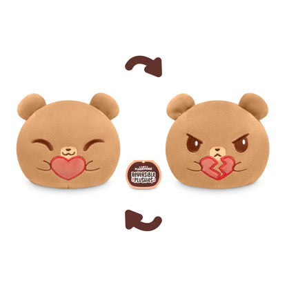 Two Plushiverse Unbearably Cute 4" Reversible Plushie teddy bears with their mouths open, perfect for Valentine's Day. Brand: TeeTurtle