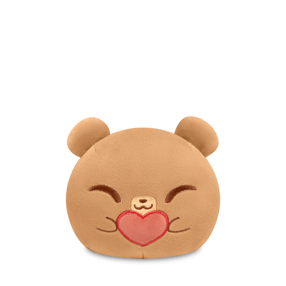 A Plushiverse Unbearably Cute 4" Reversible Plushie by TeeTurtle, with a heart in its mouth, perfect as a Valentine's Day gift or as a reversible plushie.