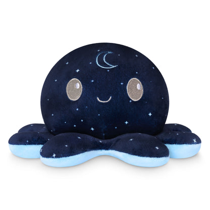 Plushiverse Night and Day Octopus 4" Reversible Plushie showing the happy night side with a crescent moon and stars