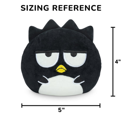 Pompompurin & Badtz-Maru 4" Reversible Plushie showing a sizing reference of four inches in height