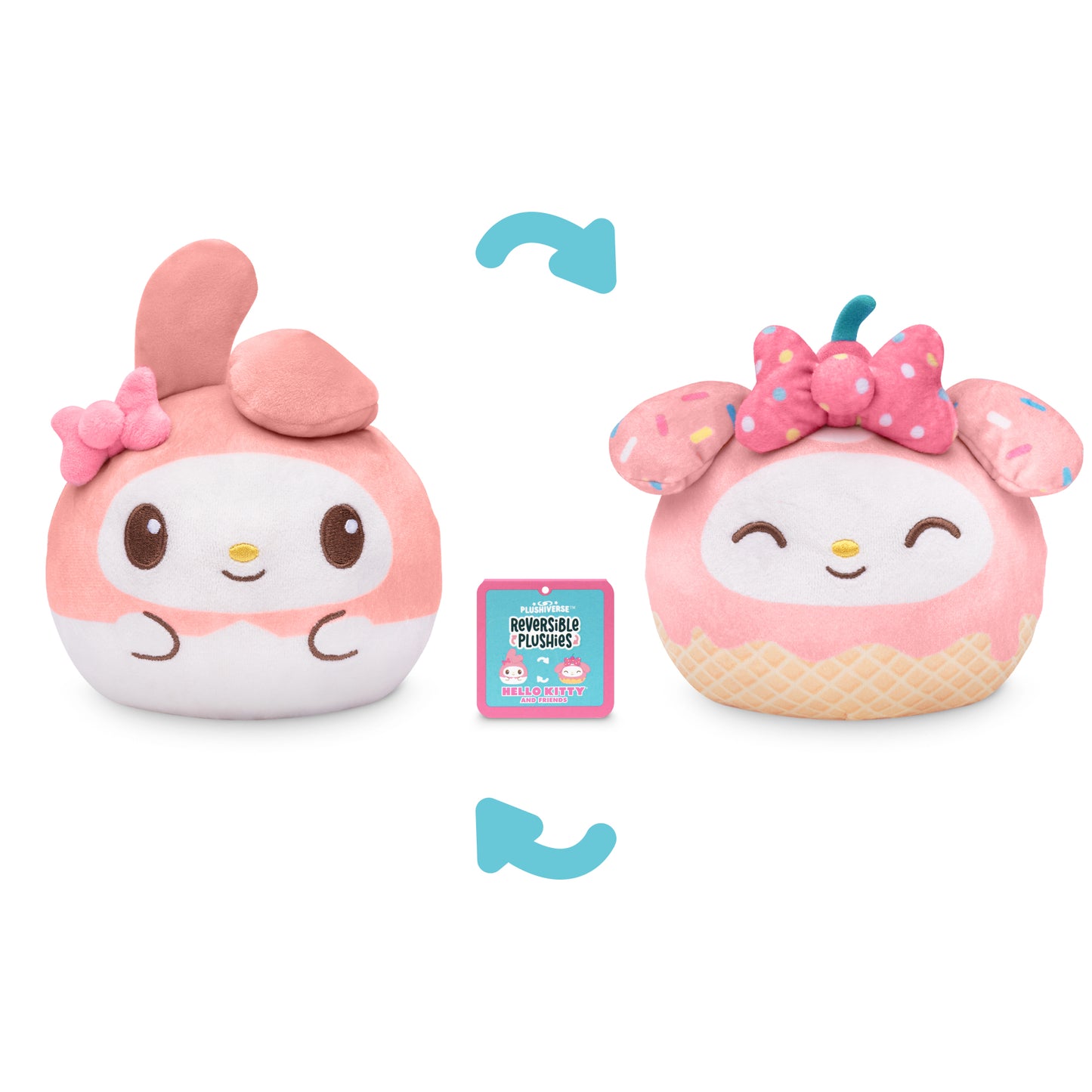 My Melody Ice Cream Cone 4” Reversible Plushie showing both sides