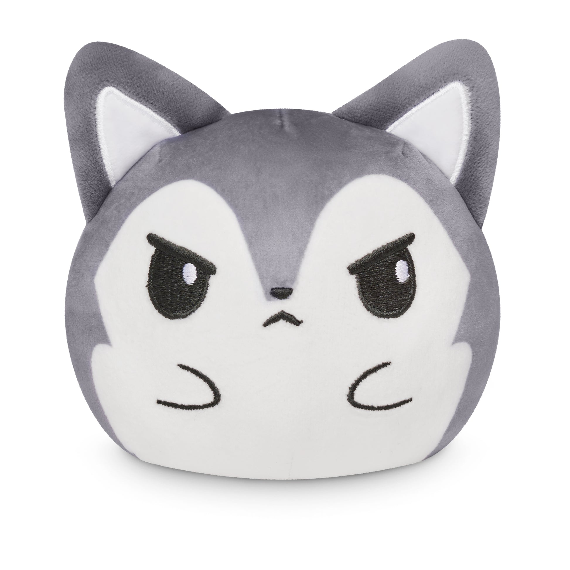 Plushiverse Fierce Wolf 4" Reversible Plushie with a reversible angry cat expression by TeeTurtle.
