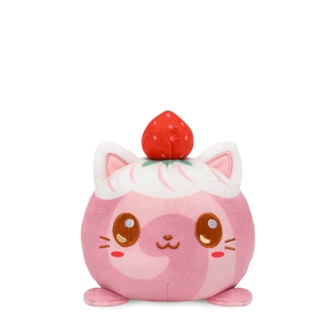 Strawberry Kitty Roll 4" Strawberry Cake-Scented Reversible Plushie