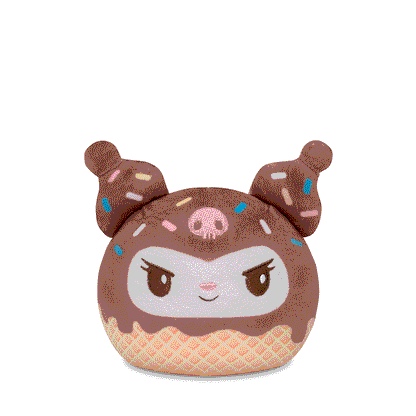 Kuromi Ice Cream Cone 4” Reversible Plushie flip GIF