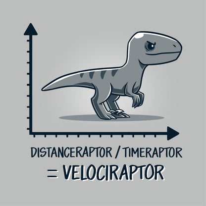 Women's Premium T-Shirt_TeeTurtle light gray Velociraptor Women's Premium T-Shirt featuring a gray velociraptor standing on graph axes with the equation "Distanceraptor / Timeraptor = Velociraptor."