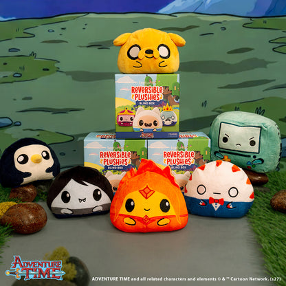 Adventure Time Reversible Plushie Blind Box features reversible characters include Finn & Jake, Bubblegum & Marceline, Lumpy Space Princess & Flame Princess, Gunter & Ice King, Lemongrab & Peppermint Butler, or BMO.