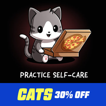 Practice Self-Care cats graphic with banner showing 30% off