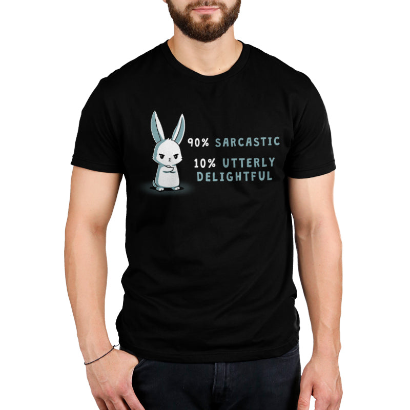 A 90% Sarcastic black t-shirt with a bunny on it that offers a playful balance from TeeTurtle.