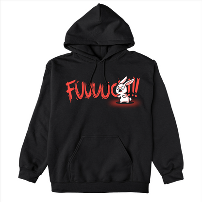 Pullover Hoodie_TeeTurtleblack Rage Mode Pullover Hoodie featuring a screaming angry bunny obscuring the word "Fuuuuuuc" with three exclamation points at the end