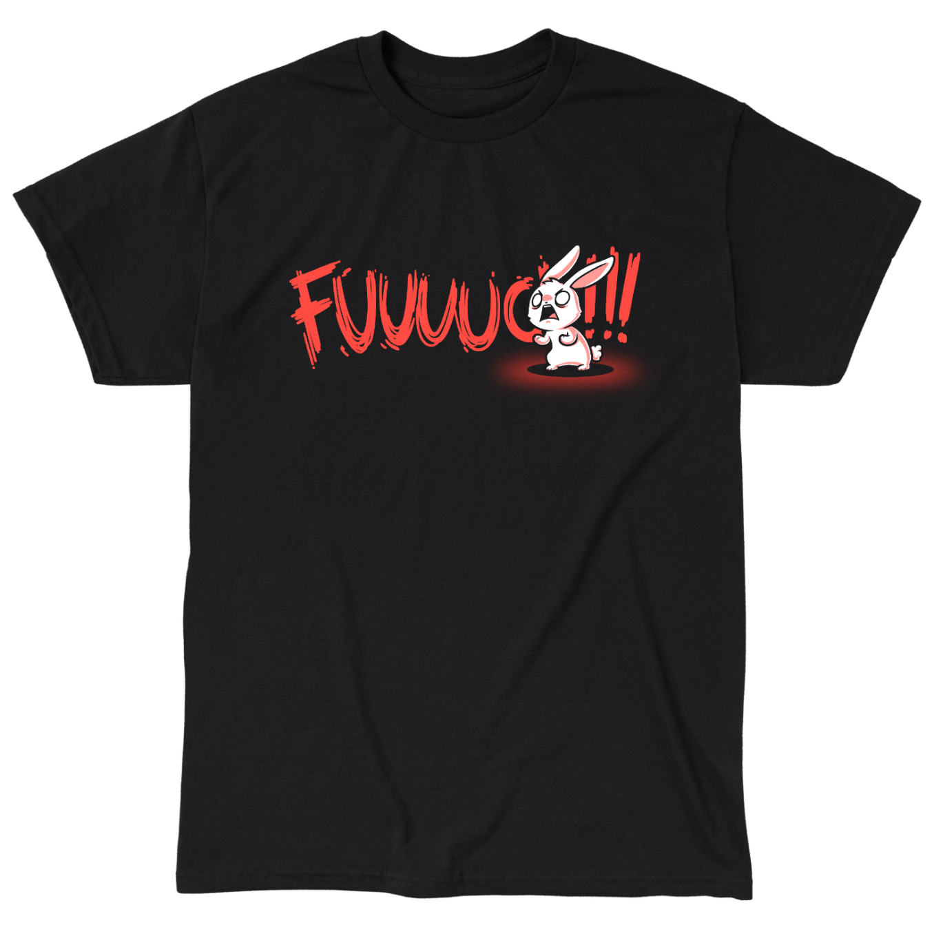 Classic Cotton T-shirt_TeeTurtle black Rage Mode Classic Cotton T-shirt featuring a screaming angry bunny obscuring the word "Fuuuuuuc" with three exclamation points at the end